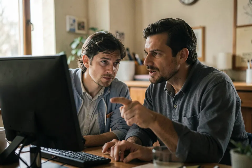 Dos personas revisando juntas la pantalla de un ordenador en una oficina