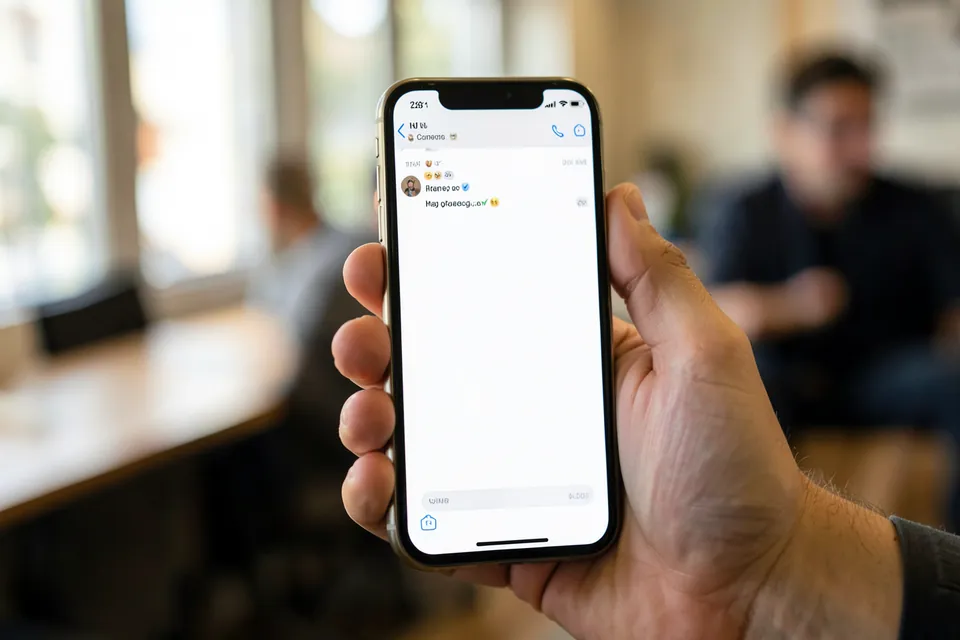Pantalla de un teléfono móvil con una conversación de chat abierta